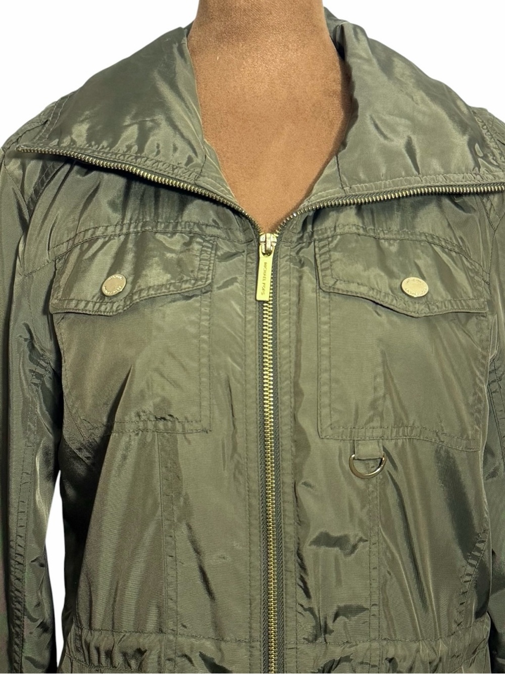 Michael Kors Hooded Utility Jacket Olive Green Anorak Coat Size S - Picture 9 of 16